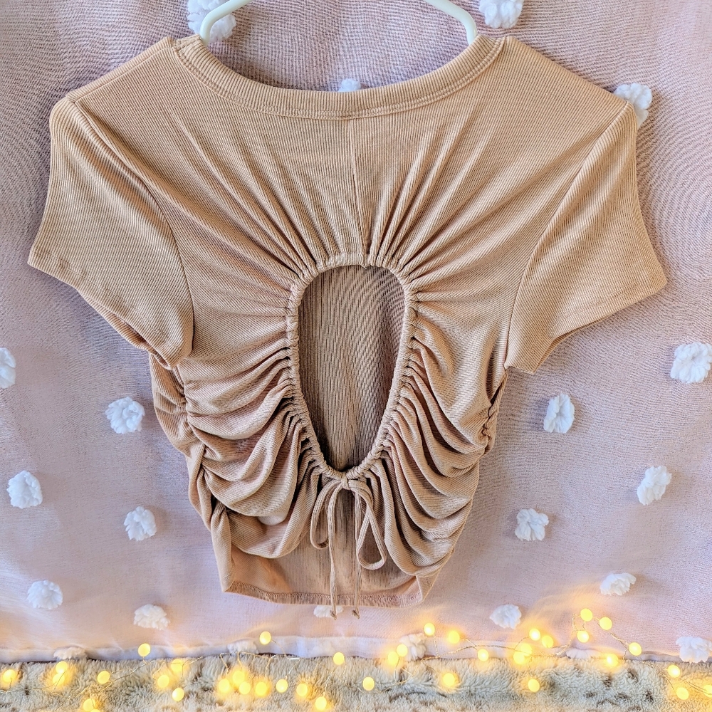 Tie Rib Knit Top, Old Navy, Peach, Open Back, Women's, Medium